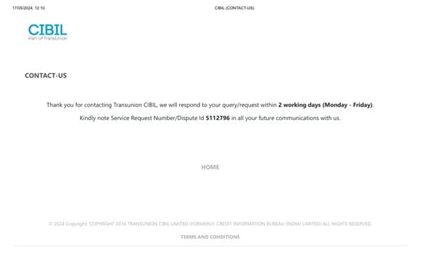 Online dispute in CIBIL Service Request Number Online dispute in CIBIL Service Request Number