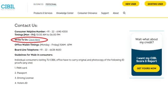 TransUnion CIBIL contact us page TransUnion CIBIL contact us page