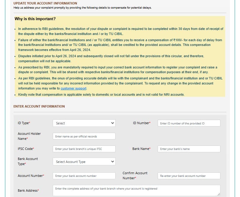commercial cibil dispute form