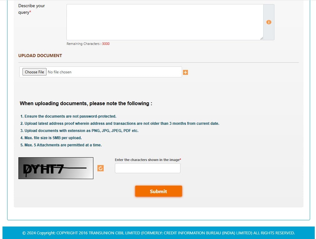 Complaint form for low cibil score 2